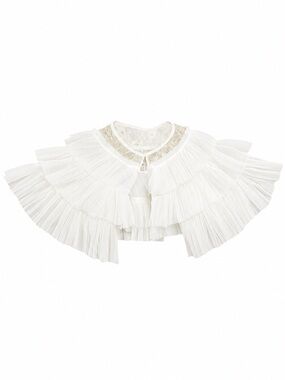 Genuine Kids OshKosh 18M Girls Ivory Glitter Tulle Ruffle Capelet Poncho EUC